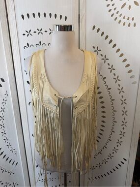 Rare Vintage Y2K True Religion Cream Leather
Fringe Vest